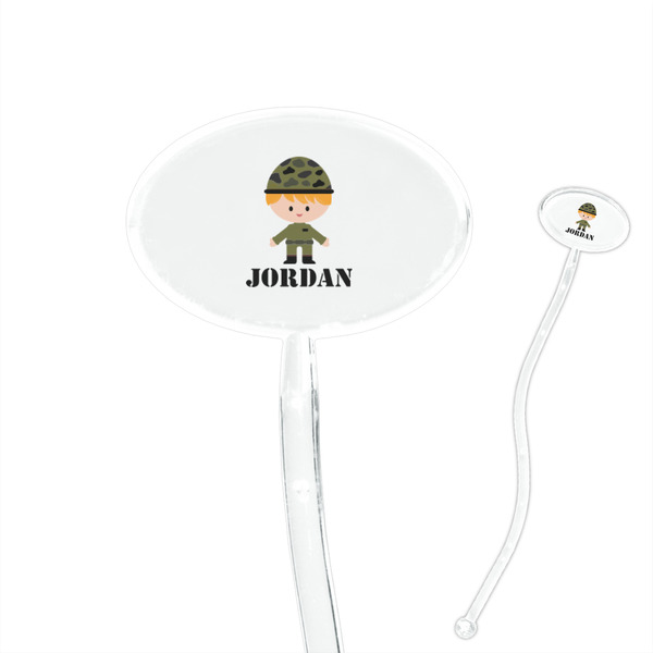 Custom Green Camo 7" Oval Plastic Stir Sticks - Clear (Personalized)