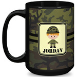 Green Camo 15 Oz Coffee Mug - Black (Personalized)