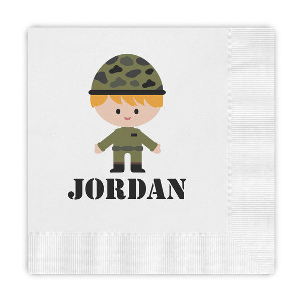 Custom Green Camo Embossed Decorative Napkins (Personalized)