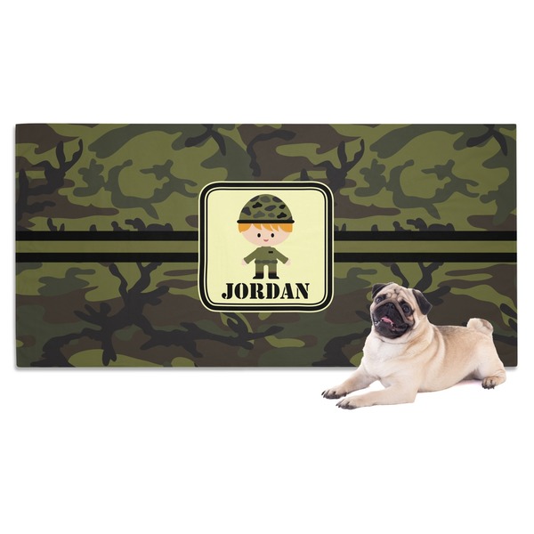 Custom Green Camo Dog Towel (Personalized)