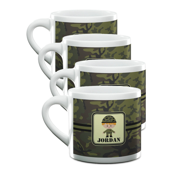 Custom Green Camo Double Shot Espresso Cups - Set of 4 (Personalized)