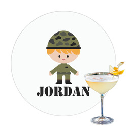 Green Camo Printed Drink Topper - 3.25" (Personalized)