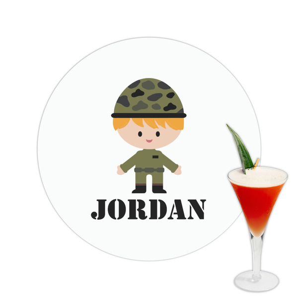 Custom Green Camo Printed Drink Topper -  2.5" (Personalized)