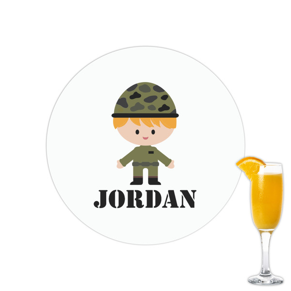 Custom Green Camo Printed Drink Topper - 2.15" (Personalized)