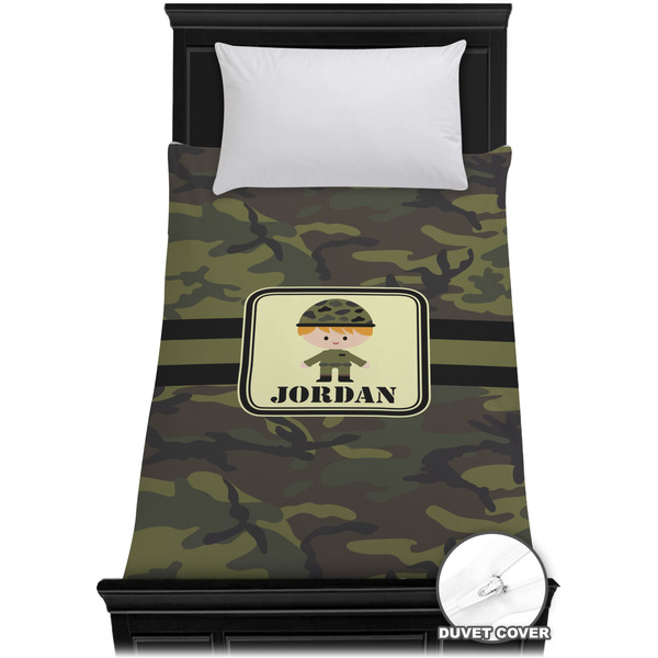 Custom Green Camo Duvet Cover - Twin XL (Personalized)