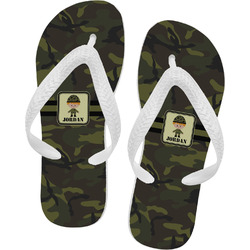 Green Camo Flip Flops - Small (Personalized)