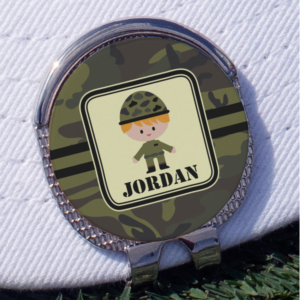 Custom Green Camo Golf Ball Marker - Hat Clip