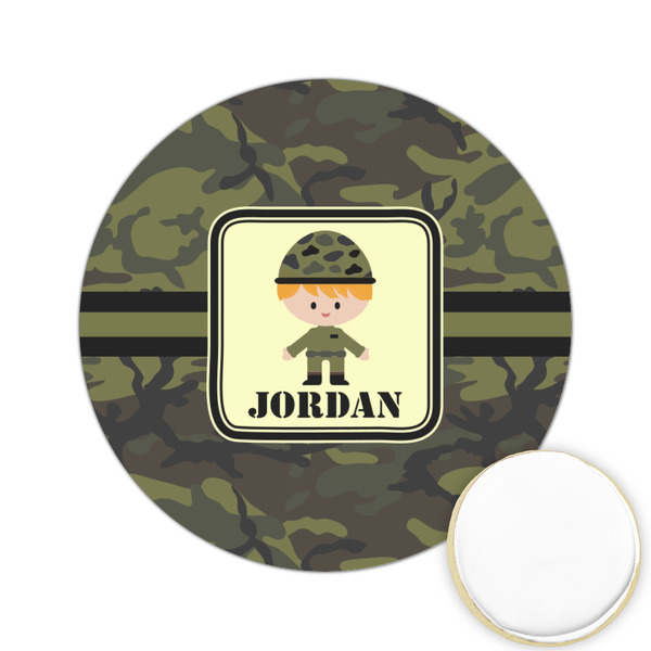 Custom Green Camo Printed Cookie Topper - 2.15" (Personalized)