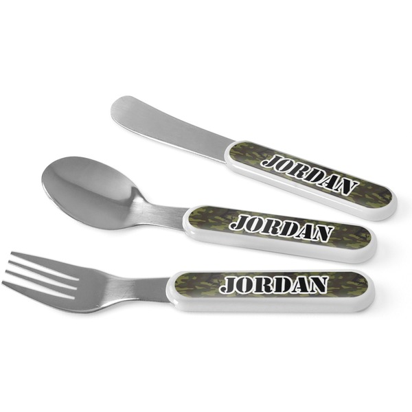 Custom Green Camo Kid's Flatware (Personalized)