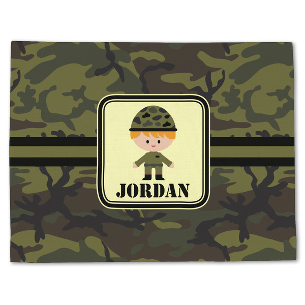 Custom Green Camo Single-Sided Linen Placemat - Single w/ Name or Text