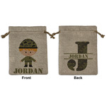 Green Camo Medium Burlap Gift Bag - Front & Back (Personalized)