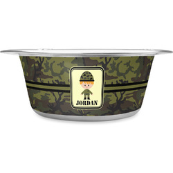 Green Camo Stainless Steel Dog Bowl - Large (Personalized)