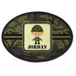 Green Camo Iron On Oval Patch w/ Name or Text