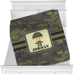 Green Camo Minky Blanket - Toddler / Throw - 60"x50" - Double Sided (Personalized)