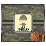 Green Camo Outdoor Picnic Blanket (Personalized)