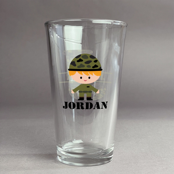 Custom Green Camo Pint Glass - Full Color Logo (Personalized)