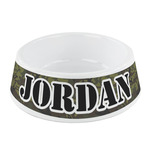 Green Camo Plastic Dog Bowl - Small (Personalized)