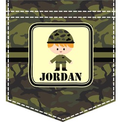 Green Camo Iron On Faux Pocket (Personalized)