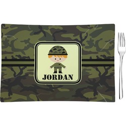 Green Camo Glass Rectangular Appetizer / Dessert Plate (Personalized)