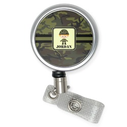 Green Camo Retractable Badge Reel (Personalized)