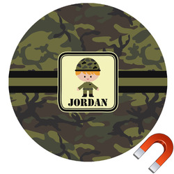 Green Camo Round Car Magnet - 6" (Personalized)