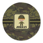 Green Camo Round Linen Placemat - Single Sided (Personalized)