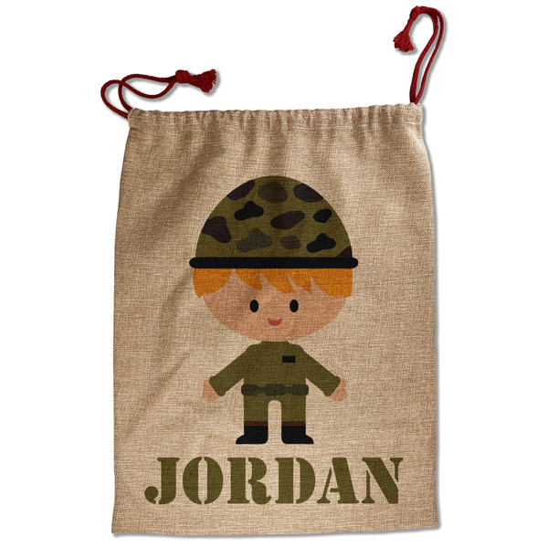 Custom Green Camo Santa Sack - Front (Personalized)