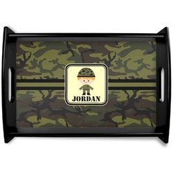 Green Camo Black Wooden Tray - Small (Personalized)