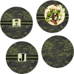 Green Camo Set of 4 Glass Lunch / Dinner Plate 10" (Personalized)