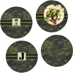 Green Camo Set of 4 Glass Lunch / Dinner Plate 10" (Personalized)