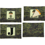 Green Camo Set of 4 Glass Rectangular Appetizer / Dessert Plate (Personalized)