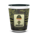 Green Camo Ceramic Shot Glass - 1.5 oz - Two Tone - Set of 4 (Personalized)