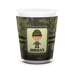 Green Camo Ceramic Shot Glass - 1.5 oz - White - Single (Personalized)