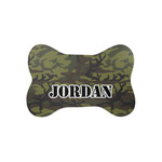 Green Camo Bone Shaped Dog Food Mat (Small) (Personalized)