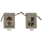 Green Camo Small Burlap Gift Bag - Front & Back (Personalized)