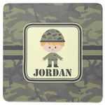 Green Camo Square Rubber Backed Coaster (Personalized)