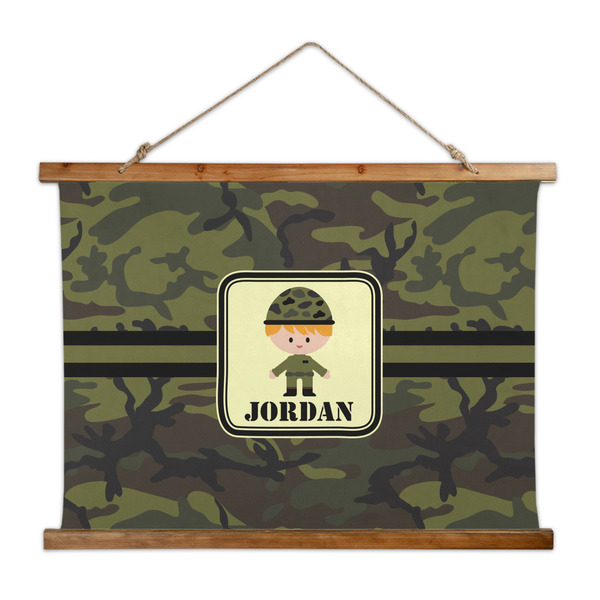 Custom Green Camo Wall Hanging Tapestry - Wide (Personalized)