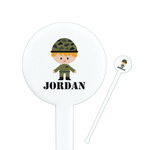 Green Camo 7" Round Plastic Stir Sticks - White - Double Sided (Personalized)