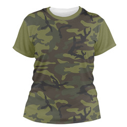 Green Camo Women's Crew T-Shirt - Medium