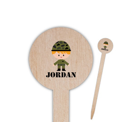 Green Camo Round Wooden Food Picks (Personalized)