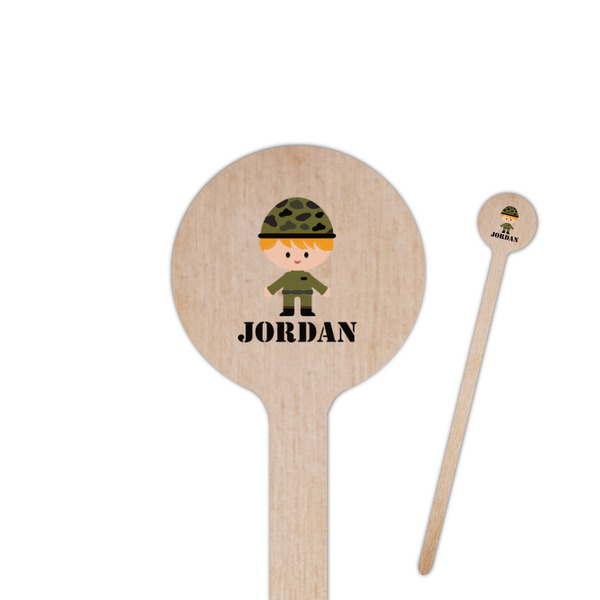 Custom Green Camo 7.5" Round Wooden Stir Sticks - Double Sided (Personalized)