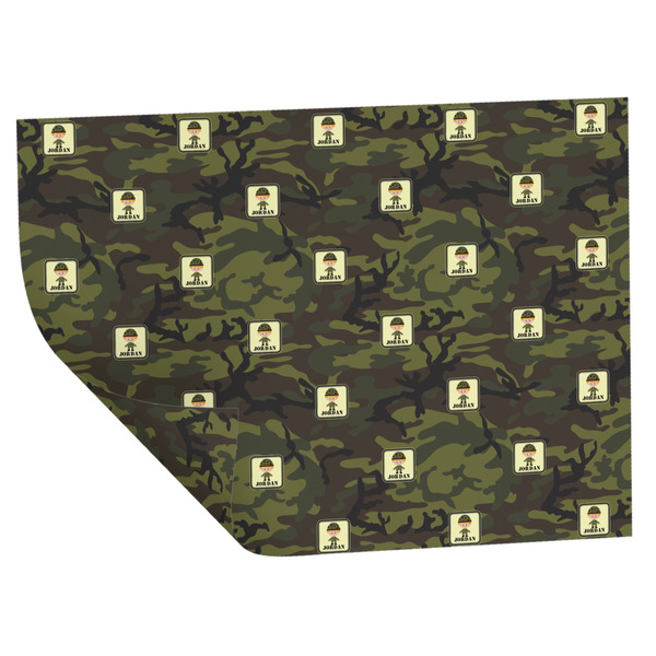 Custom Green Camo Wrapping Paper Sheets - Double-Sided - 20" x 28" (Personalized)