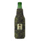 Green Camo Zipper Bottle Cooler - FRONT (bottle)