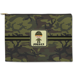 Green Camo Zipper Pouch - Large - 12.5"x8.5" (Personalized)
