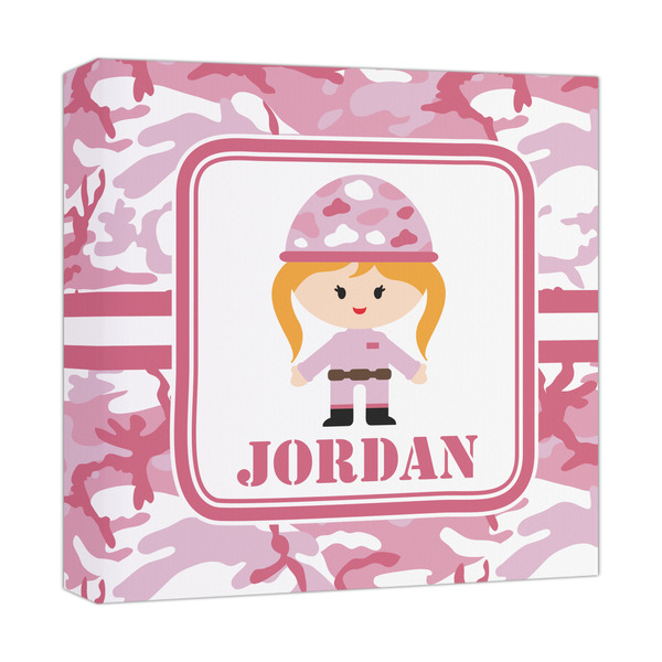 Custom Pink Camo Canvas Print - 12x12 (Personalized)