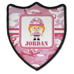 Pink Camo Iron On Shield Patch B w/ Name or Text