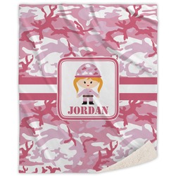 Pink Camo Sherpa Throw Blanket - 60"x80" (Personalized)