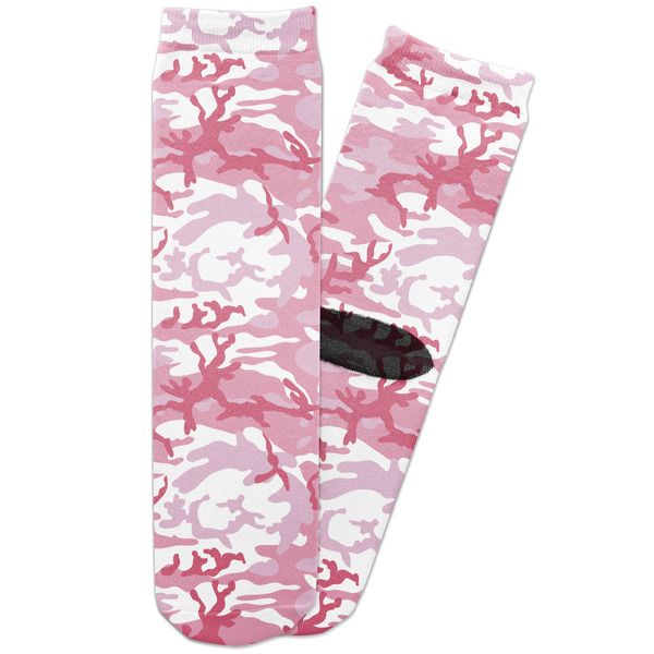 Custom Pink Camo Adult Crew Socks