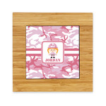 Pink Camo Bamboo Trivet with Ceramic Tile Insert (Personalized)