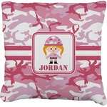 Pink Camo Faux-Linen Throw Pillow 16" (Personalized)